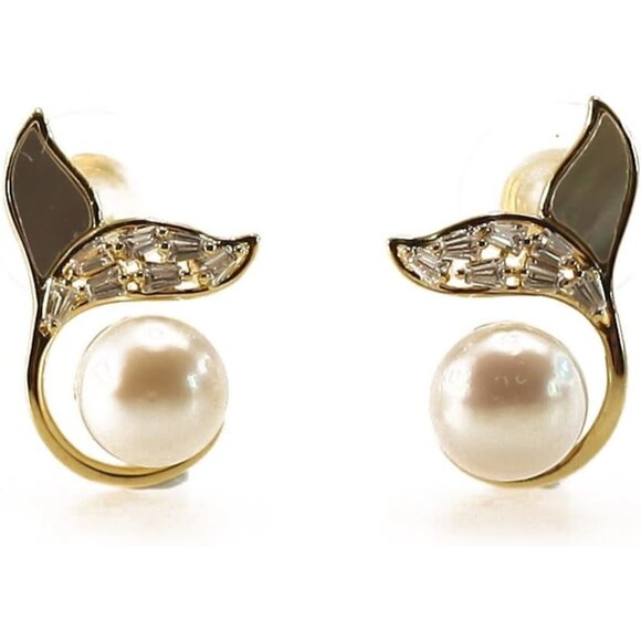 Classic Fashion Fishtail Pearl Leverback Minimalist Trendy Earrings for women - Picture 1 of 6